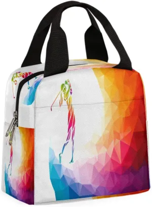 Golf Sports Insulated Lunch Bag Women Reusable Lunch Tote Bag for Men Adult Leakproof Cooler Lunch Box for Work Office Picnic Travel