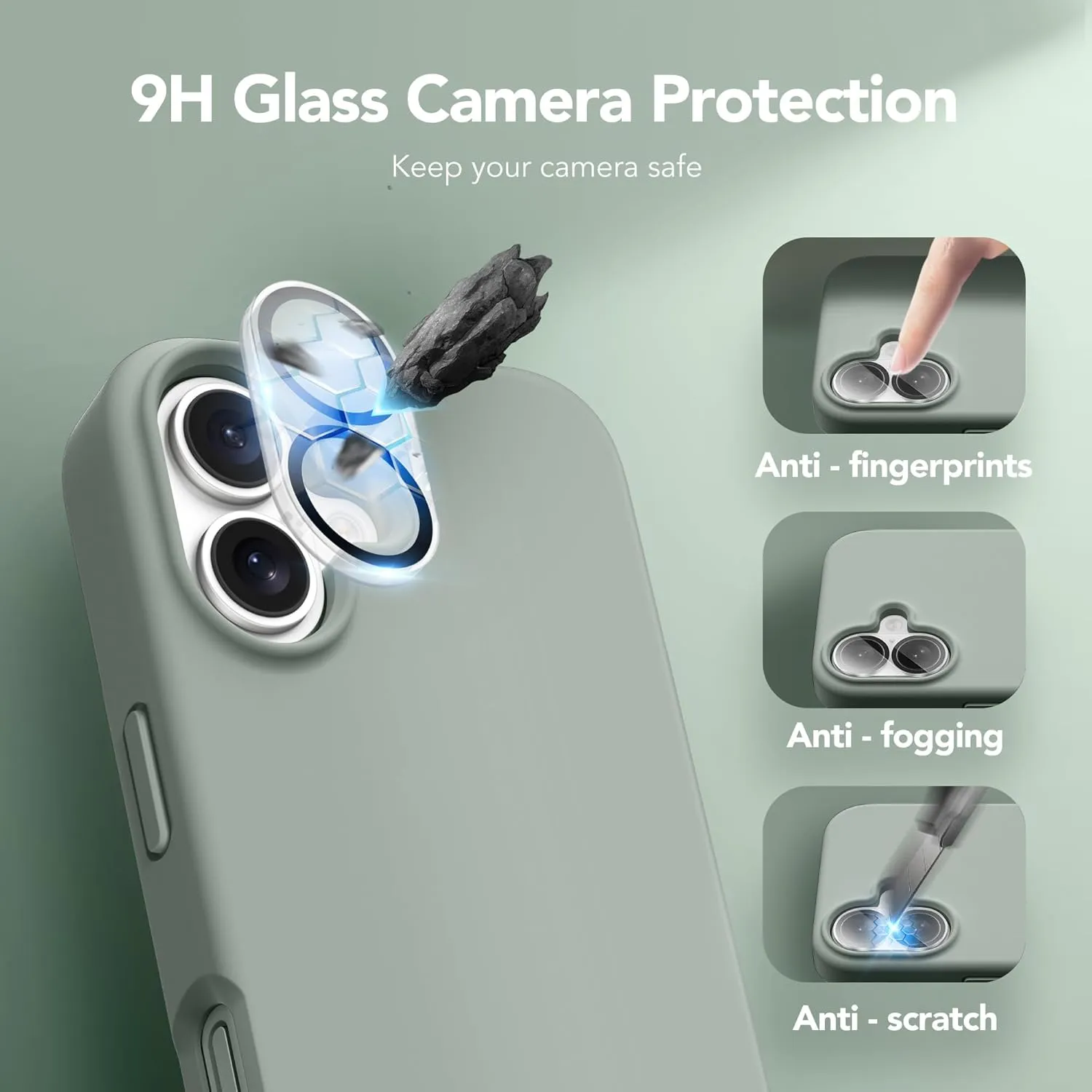 GONEZ Magnetic for iPhone 16 Case, Compatible with MagSafe, [Screen Protector   Camera Lens Protector], Silicone Shockproof Anti-Scratch Protective Phone Case 6.1 inch, Calke Green