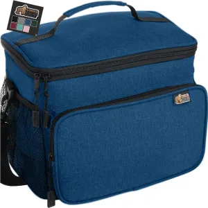 GORILLA GRIP Reusable Insulated Lunch Box Bag for Women Men,15L, Leakproof XL Soft Cooler Bags, Multiple Compartments, Mesh Pockets and Adjustable Strap, Food Tote Keeps Drinks Cold, 13x9, Navy Blue