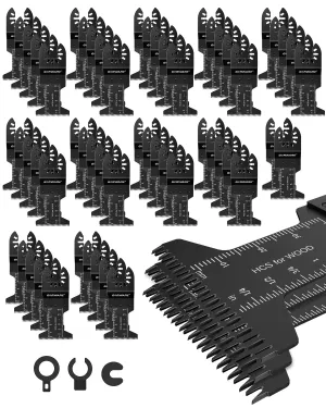 GORWARE Multitool Blades, 60PCS Japanese Tooth Blades for Wood Plastic, Universal Oscillating Tool Blades Fit Milwauke, Worx, Rockwell, Rigid