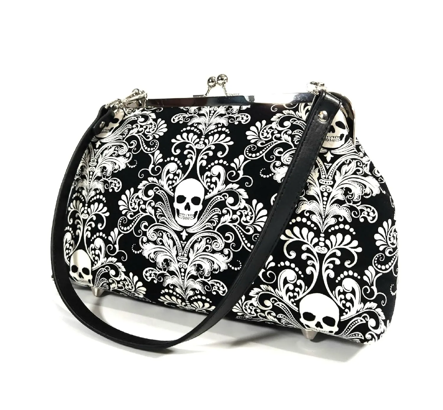 Gothic Damask Glow in the Dark Kisslock Purse Shoulder Bag Crossbody Bag (Adjustable Crossbody)