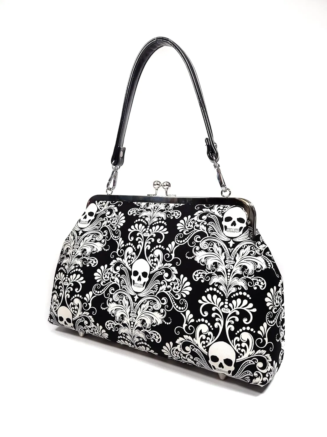 Gothic Damask Glow in the Dark Kisslock Purse Shoulder Bag Crossbody Bag (Adjustable Crossbody)