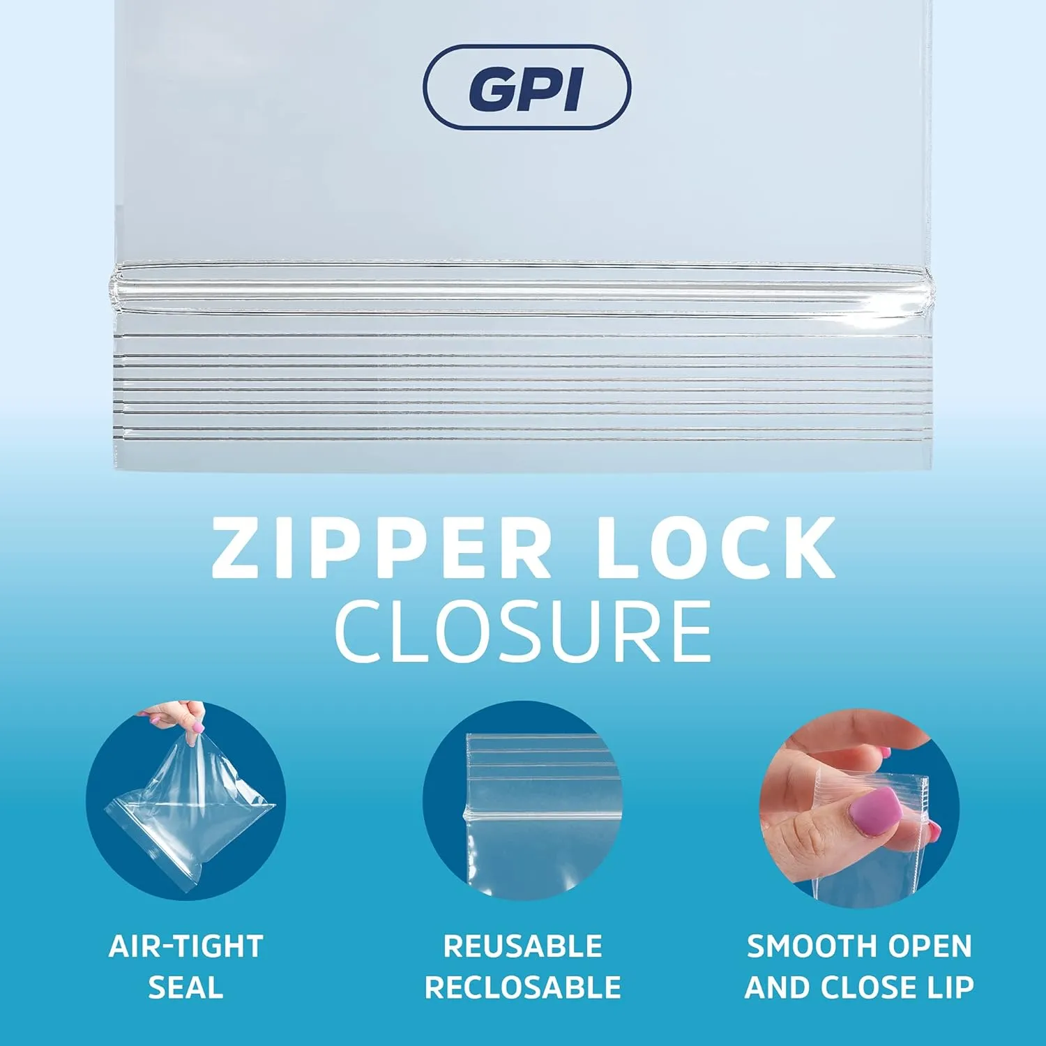 GPI - 9" X 12" Clear Plastic Zip Bags, 100 Count, Heavy-Duty 4 Mil Thick Durable Poly Baggies With Resealable Zipper Lock, Hang-Hole For Display.