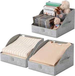 GRANNY SAYS Trapezoid Storage Bin, Closet Shelf Organizers, Fabric Storage Bins with Handles, Closet Shelf Organizers and Storage, Closet Bins for Organizing Clothes Towels, Small, Gray, 3-Pack