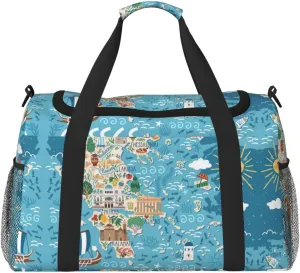 Greece Map print Personal Item Bag Large Duffel Bag Travel Bag Weekender Bag Gym Bag Tote Duffel bag