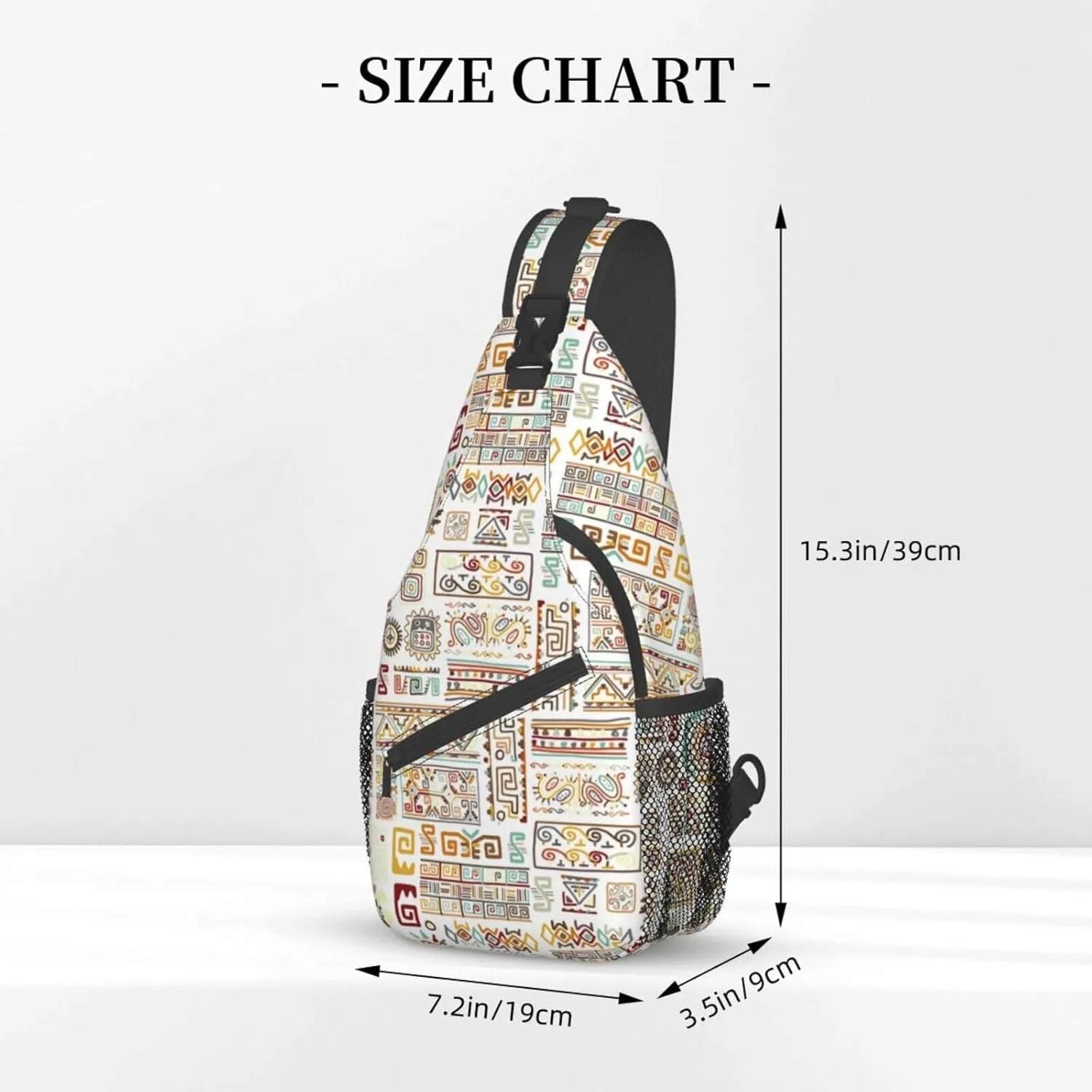 Greek Ethnic Pattern Sling Backpack Chest Bag Crossbody Shoulder Bag Gym Cycling Travel Hiking Daypack For Men Women