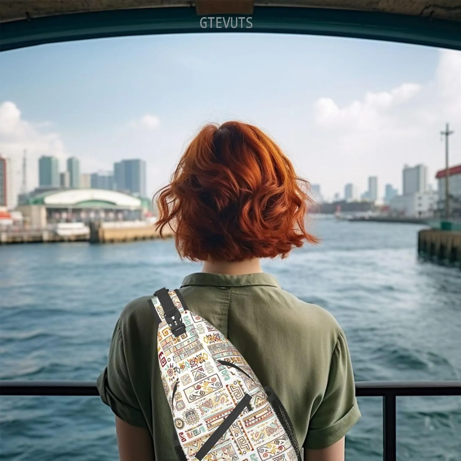 Greek Ethnic Pattern Sling Backpack Chest Bag Crossbody Shoulder Bag Gym Cycling Travel Hiking Daypack For Men Women