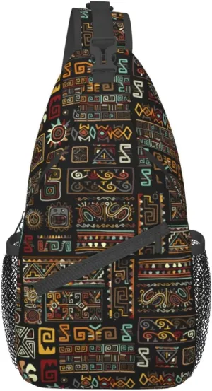 Greek Pattern Sling Backpack Chest Bag Crossbody Shoulder Bag Gym Cycling Travel Hiking Daypack For Men Women