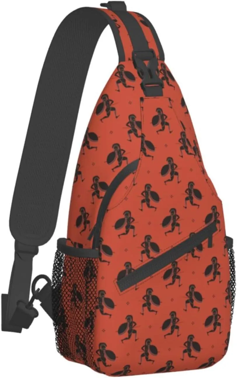 Greek Warriors Sling Backpack Chest Bag Crossbody Shoulder Bag Gym Cycling Travel Hiking Daypack For Men Women