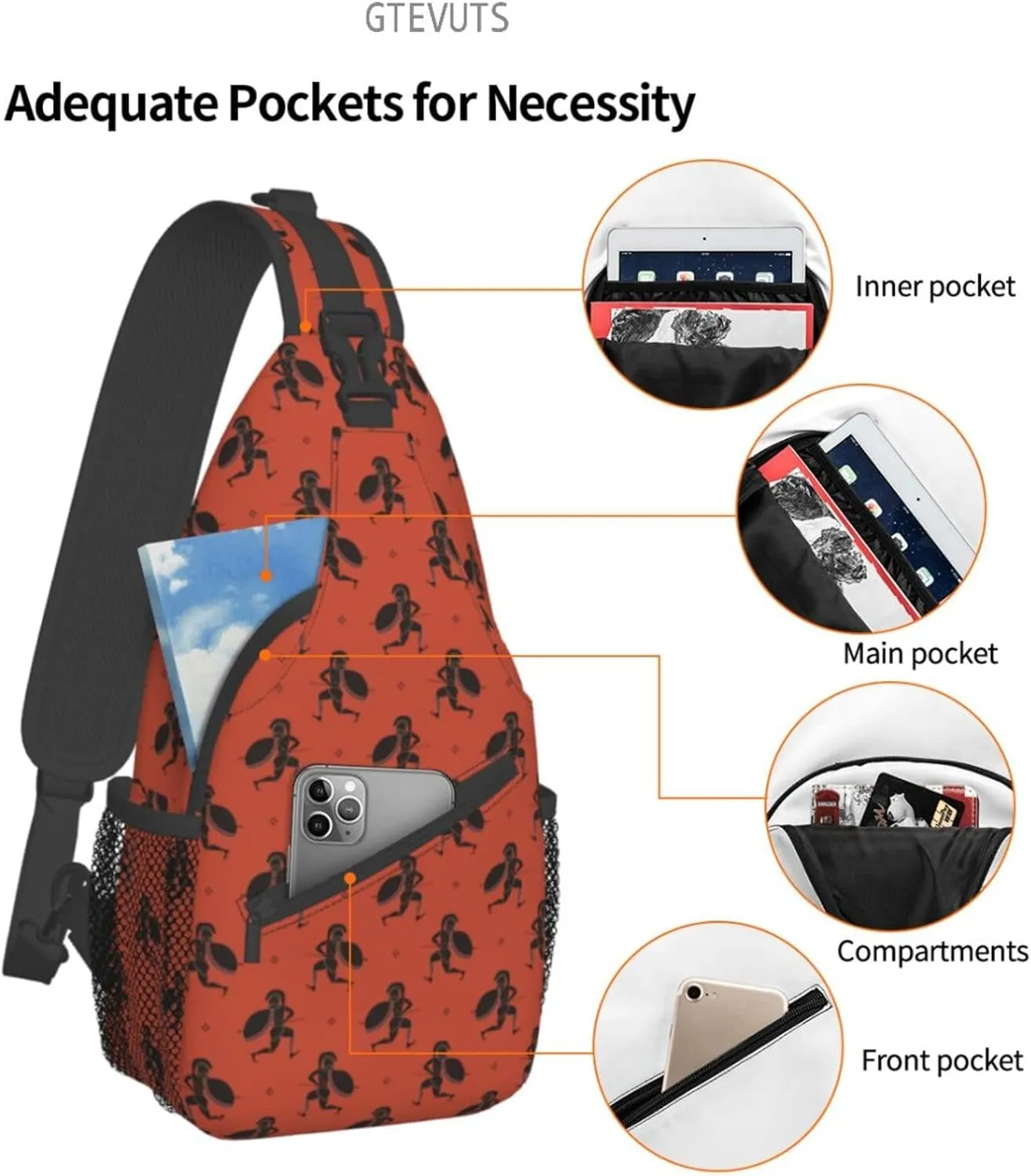 Greek Warriors Sling Backpack Chest Bag Crossbody Shoulder Bag Gym Cycling Travel Hiking Daypack For Men Women