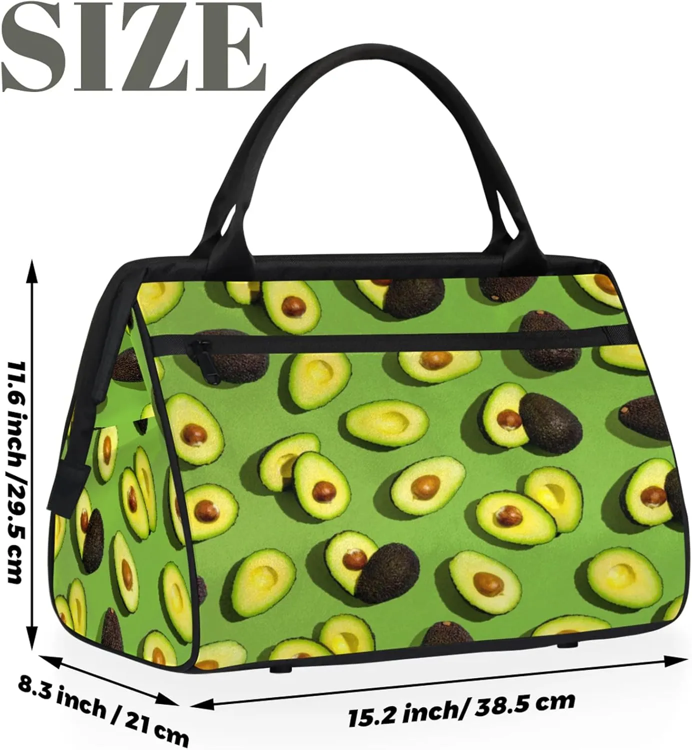 Green Kiwano Abstract Travel Duffel Bag Gym Tote Bag for Women Men Waterproof Weekend Overnight Bag Carry On Tote Luggage with Pocket Personal Item Bags Sports Bag fit Travel Sports Gym Yoga
