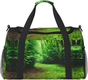 Green Nature Print Weekender Bag Large Capacity Hand Travel Bag Carry On Tote Airplane Travel Tote