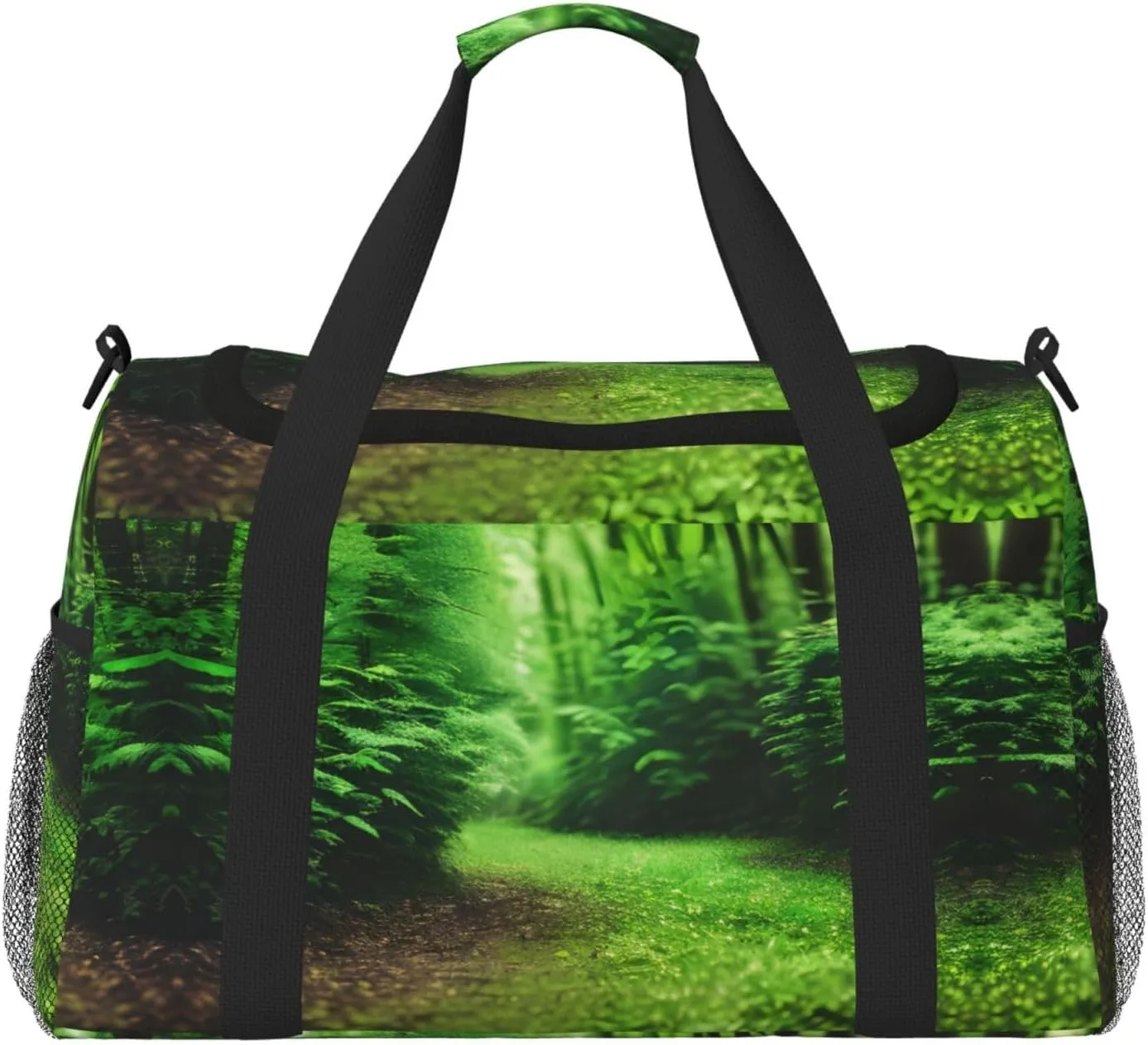 Green Nature Print Weekender Bag Large Capacity Hand Travel Bag Carry On Tote Airplane Travel Tote