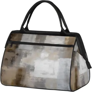Grey White Abstract Travel Duffel Bag Gym Tote Bag for Women Men Waterproof Weekend Overnight Bag Carry On Tote Luggage with Pocket Personal Item Bags Sports Bag fit Travel Sports Gym Yoga