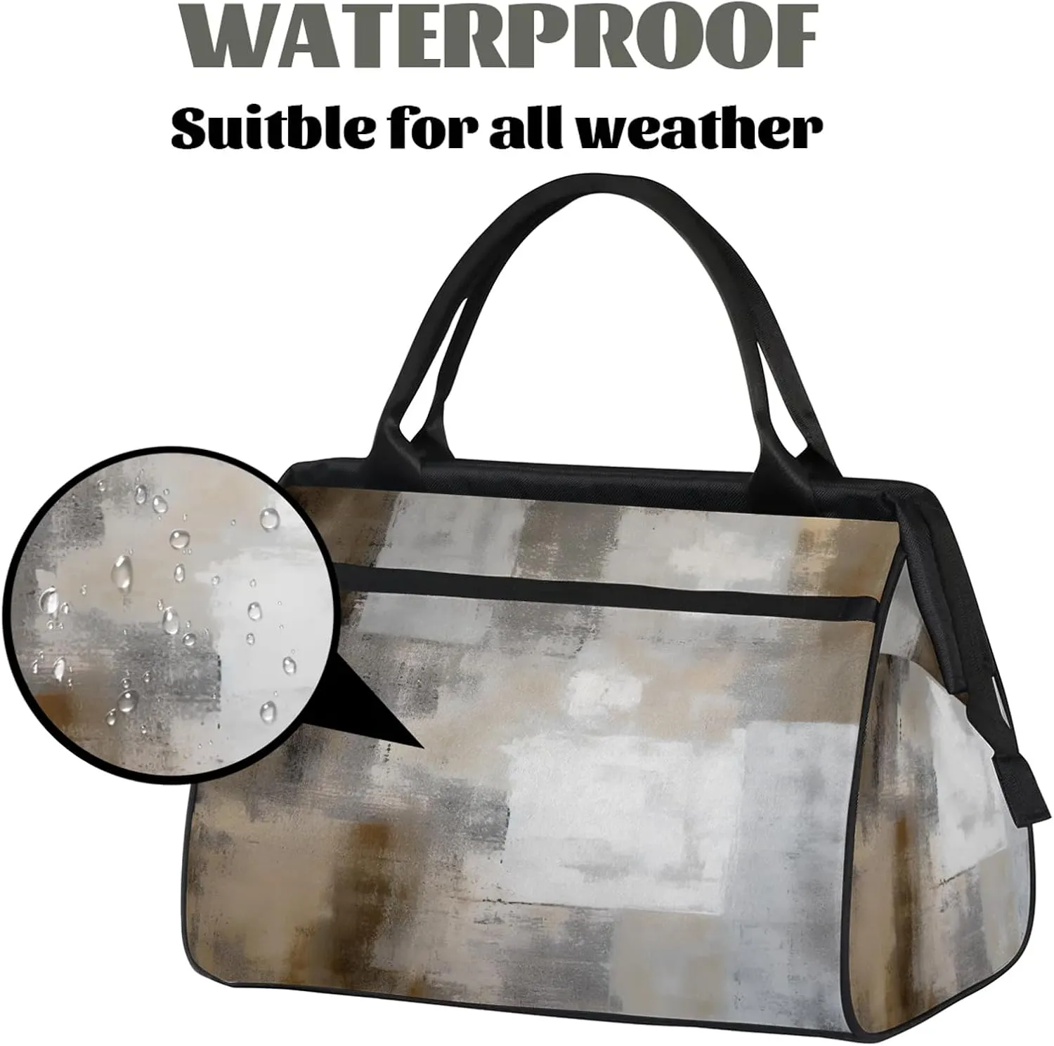 Grey White Abstract Travel Duffel Bag Gym Tote Bag for Women Men Waterproof Weekend Overnight Bag Carry On Tote Luggage with Pocket Personal Item Bags Sports Bag fit Travel Sports Gym Yoga