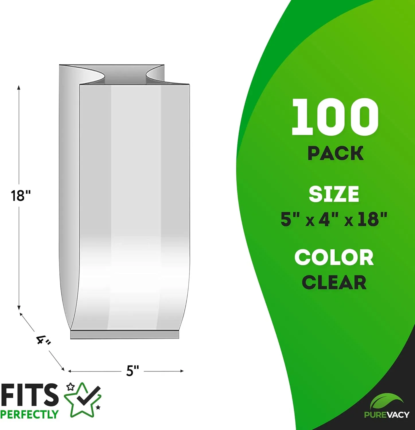 Gusseted Plastic Bread Bags 5 x 4 x 18 Inch, Plastic Bread Storage Bags 100 Pack, PE 1 Mil Clear Gusseted Plastic Bags, Waterproof Bread Storage Bags, Durable Clear Plastic Bags for Packaging