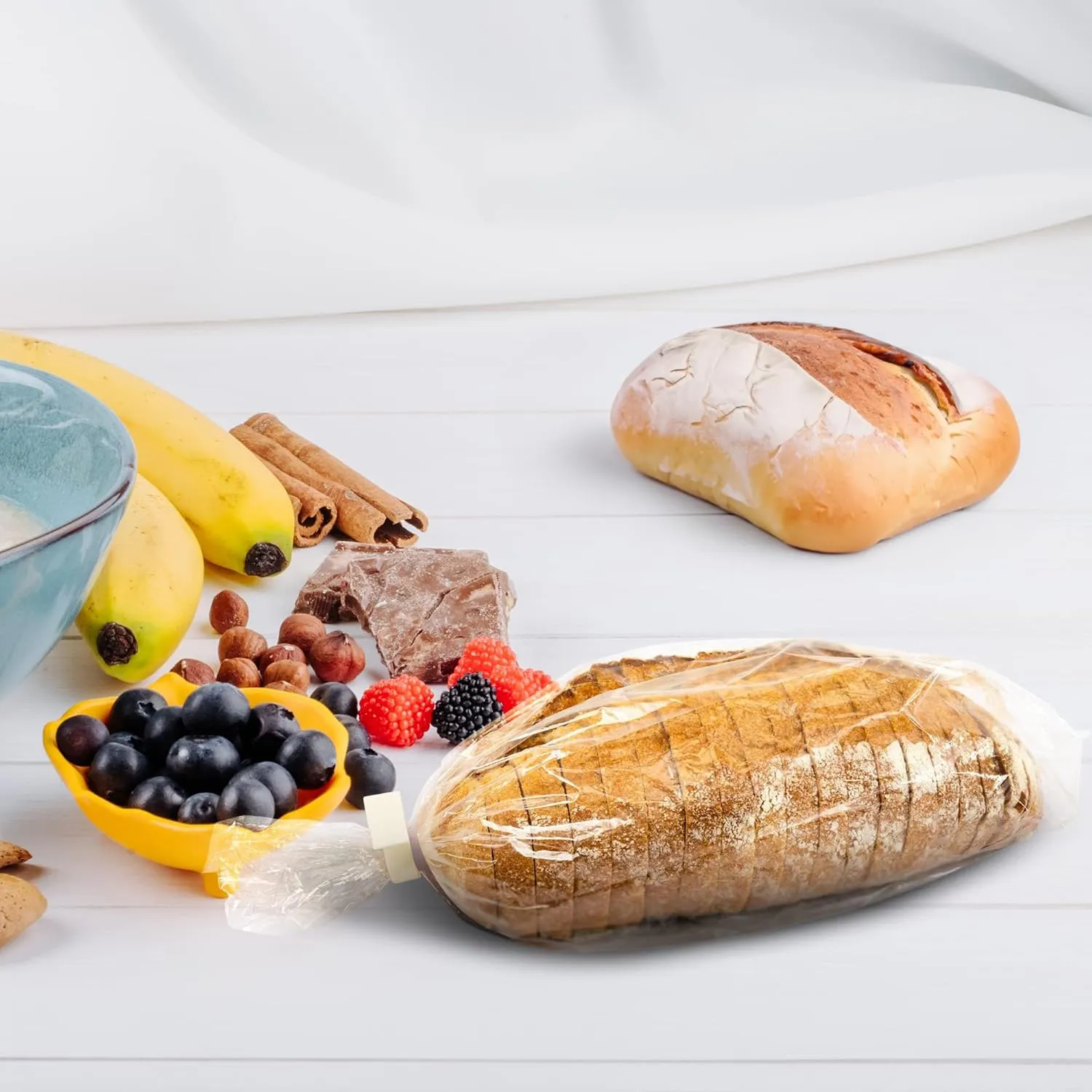 Gusseted Plastic Bread Bags 5 x 4 x 18 Inch, Plastic Bread Storage Bags 100 Pack, PE 1 Mil Clear Gusseted Plastic Bags, Waterproof Bread Storage Bags, Durable Clear Plastic Bags for Packaging