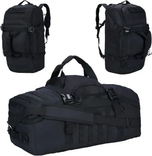 Gym Bag Duffle Bags Backpack Travel Duffle Bag with Weekend Overnight Bag for Outdoor Tactical Sports Travel Camping Hunting (Black, 60L)