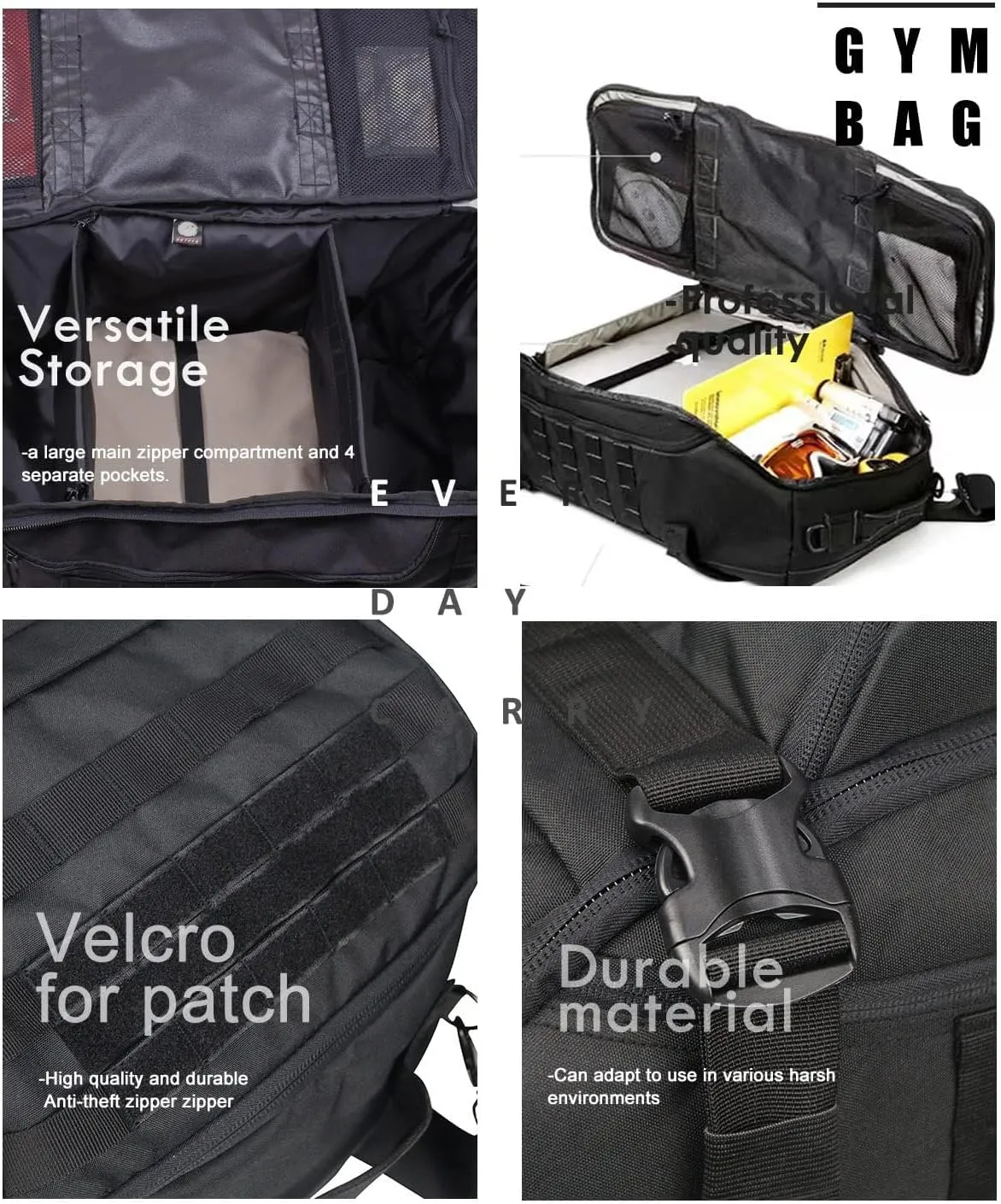 Gym Bag Duffle Bags Backpack - Travel Weekender Bag for Men Women Workout Bag for Military,Sports,Overnight,Basketball,Tactical,Football,Waterproof & Tear Resistant