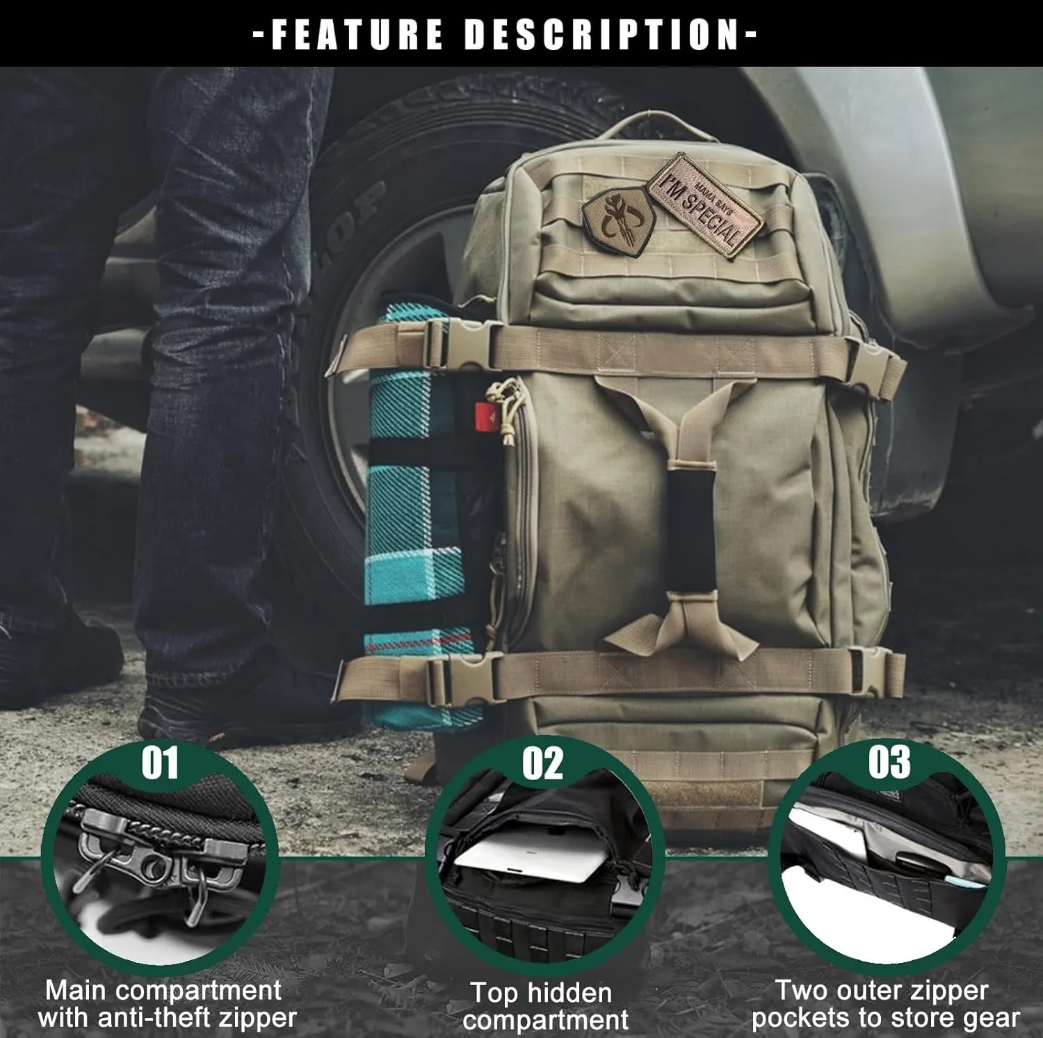 Gym Bag Duffle Bags Backpack - Travel Weekender Bag for Men Women Workout Bag for Military,Sports,Overnight,Basketball,Tactical,Football,Waterproof & Tear Resistant