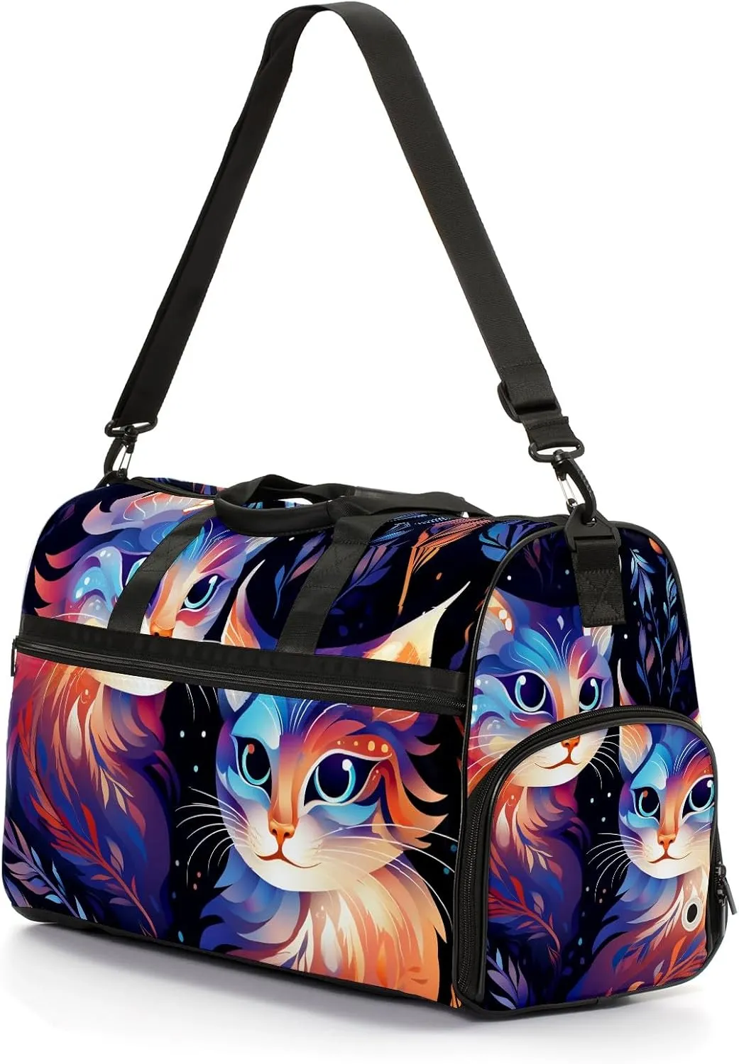 Gym Bag for Women, Carry on Weekender Overnight Bag, Travel Duffel Bags, Personal Item Travel Bag Tote Bag Workout Dance Bag, Cat - 25
