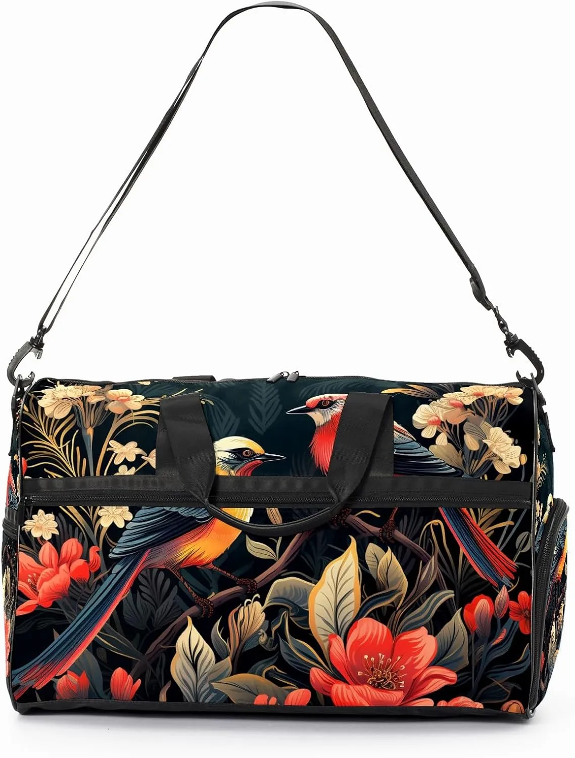 Gym Bag for Women, Carry on Weekender Overnight Bag, Travel Duffel Bags, Personal Item Travel Bag Tote Bag Workout Dance Bag, Chinese Painting Bird - 29