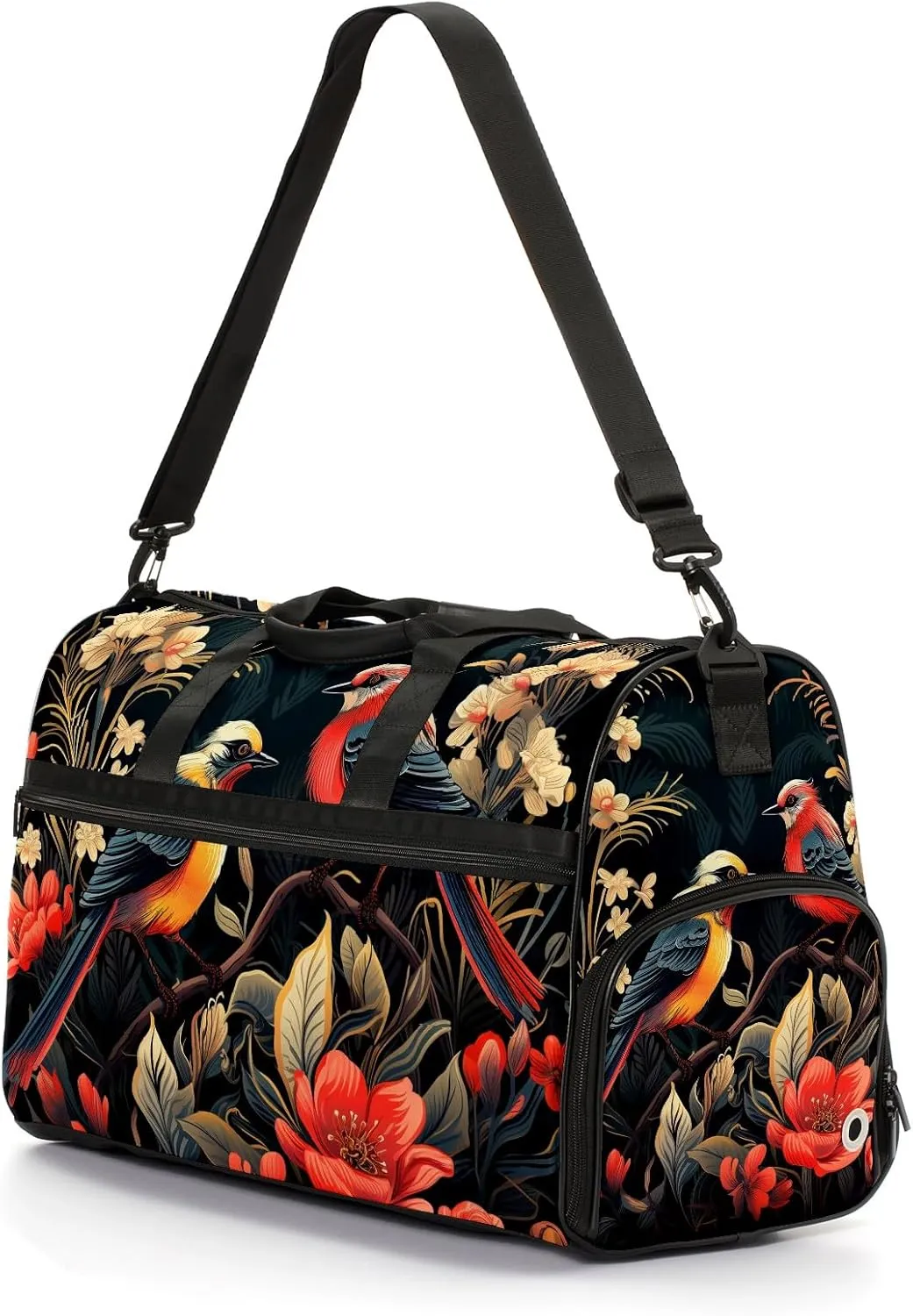 Gym Bag for Women, Carry on Weekender Overnight Bag, Travel Duffel Bags, Personal Item Travel Bag Tote Bag Workout Dance Bag, Chinese Painting Bird - 29