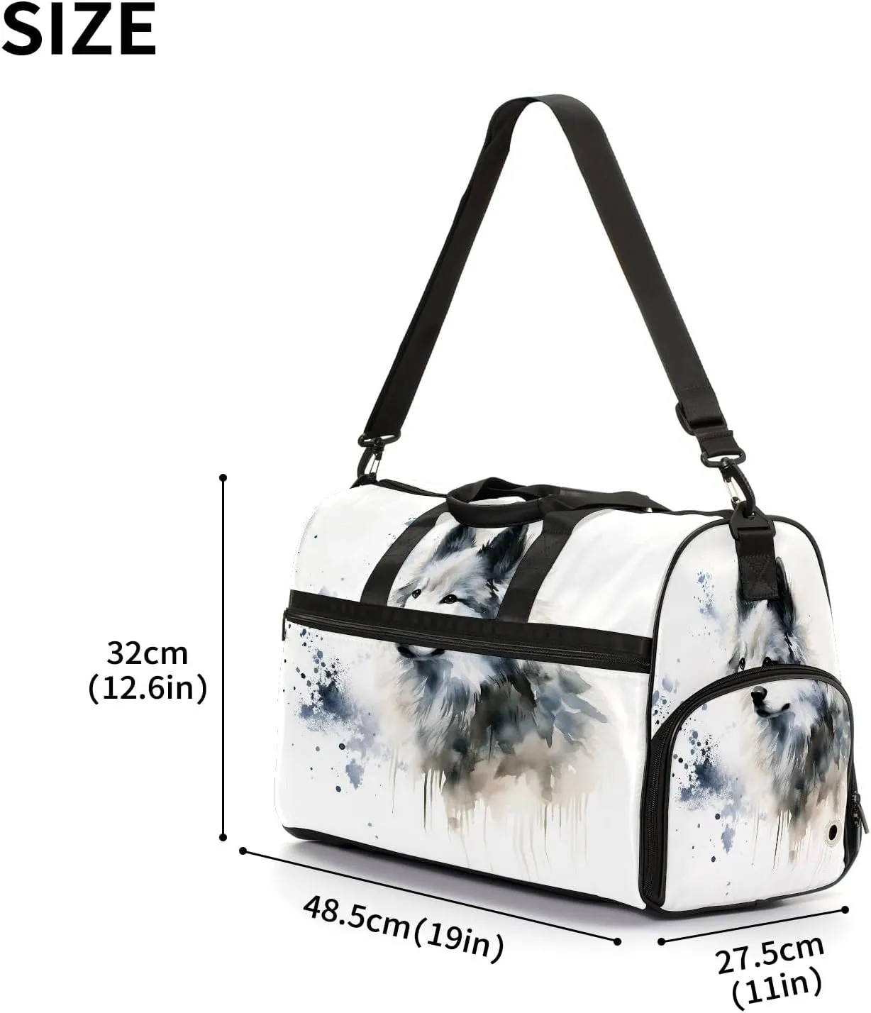 Gym Bag for Women, Carry on Weekender Overnight Bag, Travel Duffel Bags, Personal Item Travel Bag Tote Bag Workout Dance Bag, Chinese Painting Dog - 2