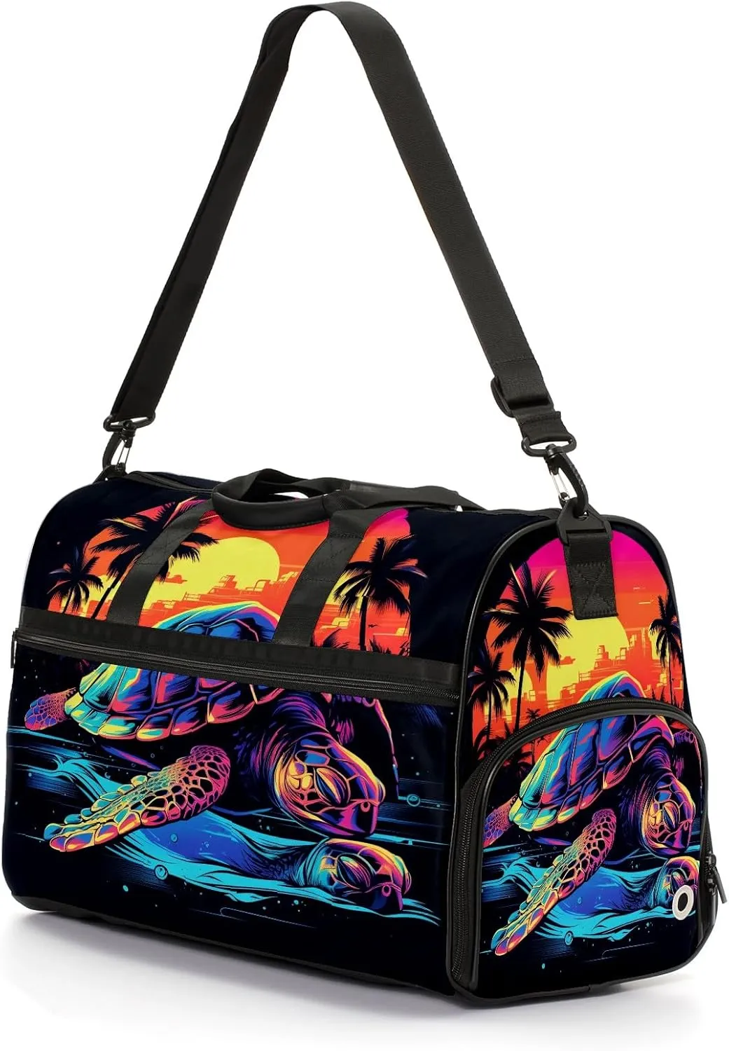 Gym Bag for Women, Carry on Weekender Overnight Bag, Travel Duffel Bags, Personal Item Travel Bag Tote Bag Workout Dance Bag, Illustration Turtle - 7