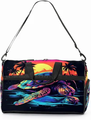 Gym Bag for Women, Carry on Weekender Overnight Bag, Travel Duffel Bags, Personal Item Travel Bag Tote Bag Workout Dance Bag, Illustration Turtle - 7