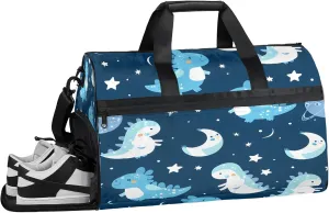 Gym Bag for Women Men Cute Cartoon Animal Dinosaur Travel Duffle Bag with Shoe Compartment Waterproof Sports Tote Bags Large Overnight Weekender Bags for Travel Swimming Gym Yoga Dance