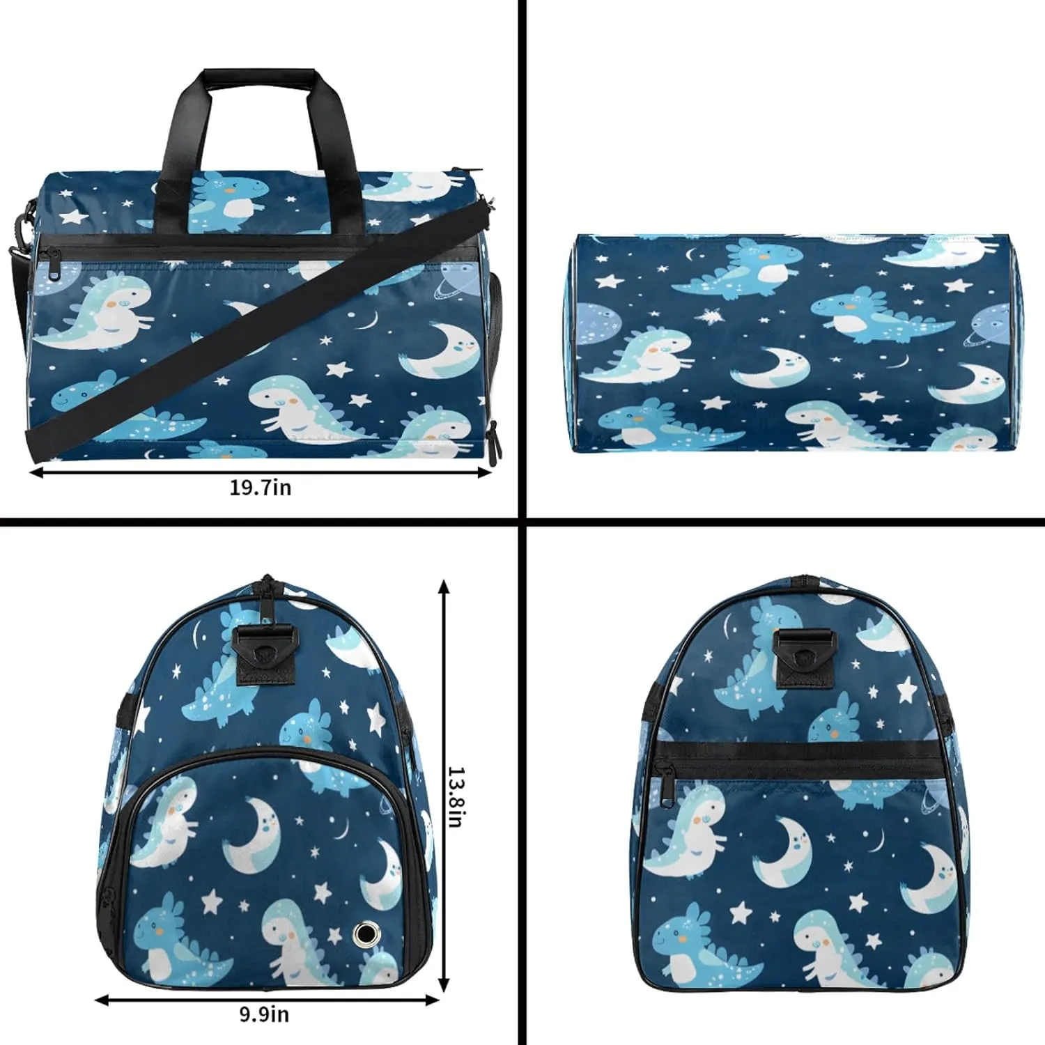 Gym Bag for Women Men Cute Cartoon Animal Dinosaur Travel Duffle Bag with Shoe Compartment Waterproof Sports Tote Bags Large Overnight Weekender Bags for Travel Swimming Gym Yoga Dance