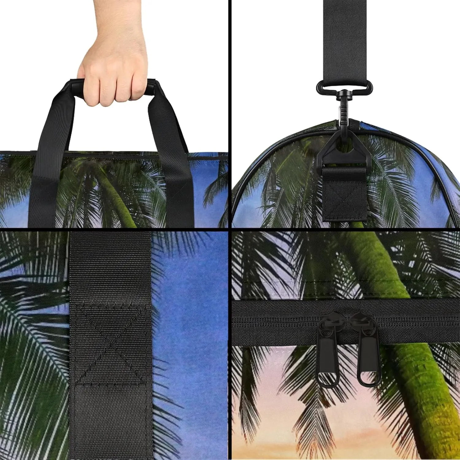 Gym Bag for Women Men Palm Tree Sunset Beach Summer Travel Duffle Bag with Shoe Compartment Waterproof Sports Tote Bags Large Overnight Weekender Bags for Travel Swimming Gym Yoga Dance