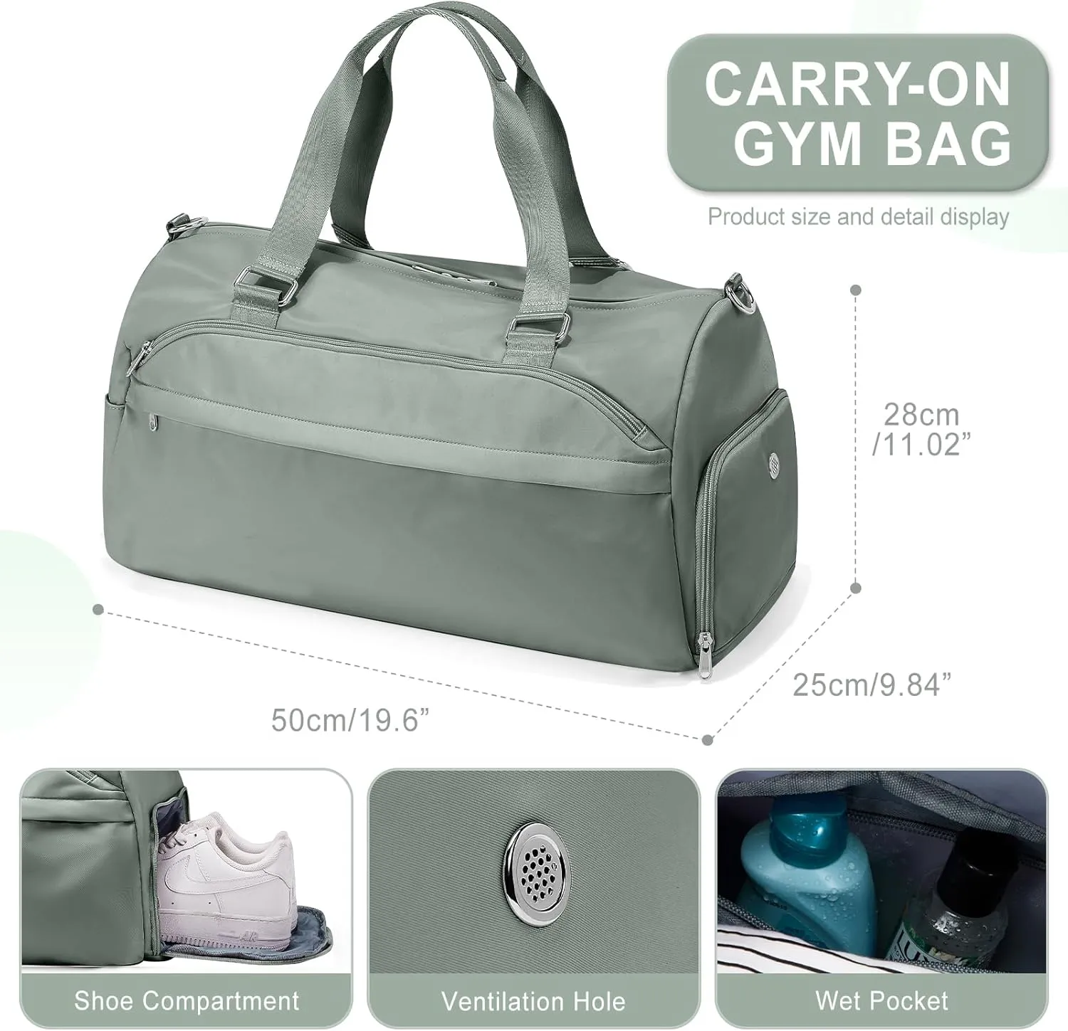 Gym Bag for Women Men, Sport Duffle Bag with Shoe Compartment, Waterproof Travel Shoulder Bag, Carry on Tote Bag for Workout, Yoga, Swimming