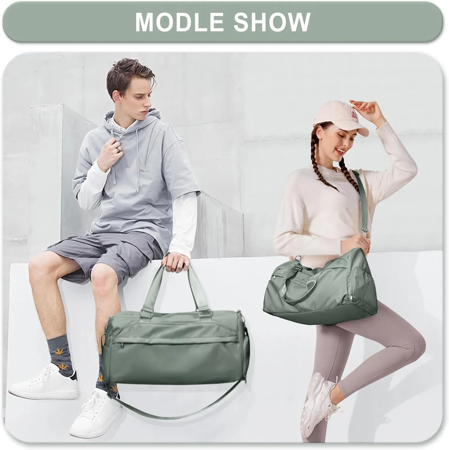 Gym Bag for Women Men, Sport Duffle Bag with Shoe Compartment, Waterproof Travel Shoulder Bag, Carry on Tote Bag for Workout, Yoga, Swimming