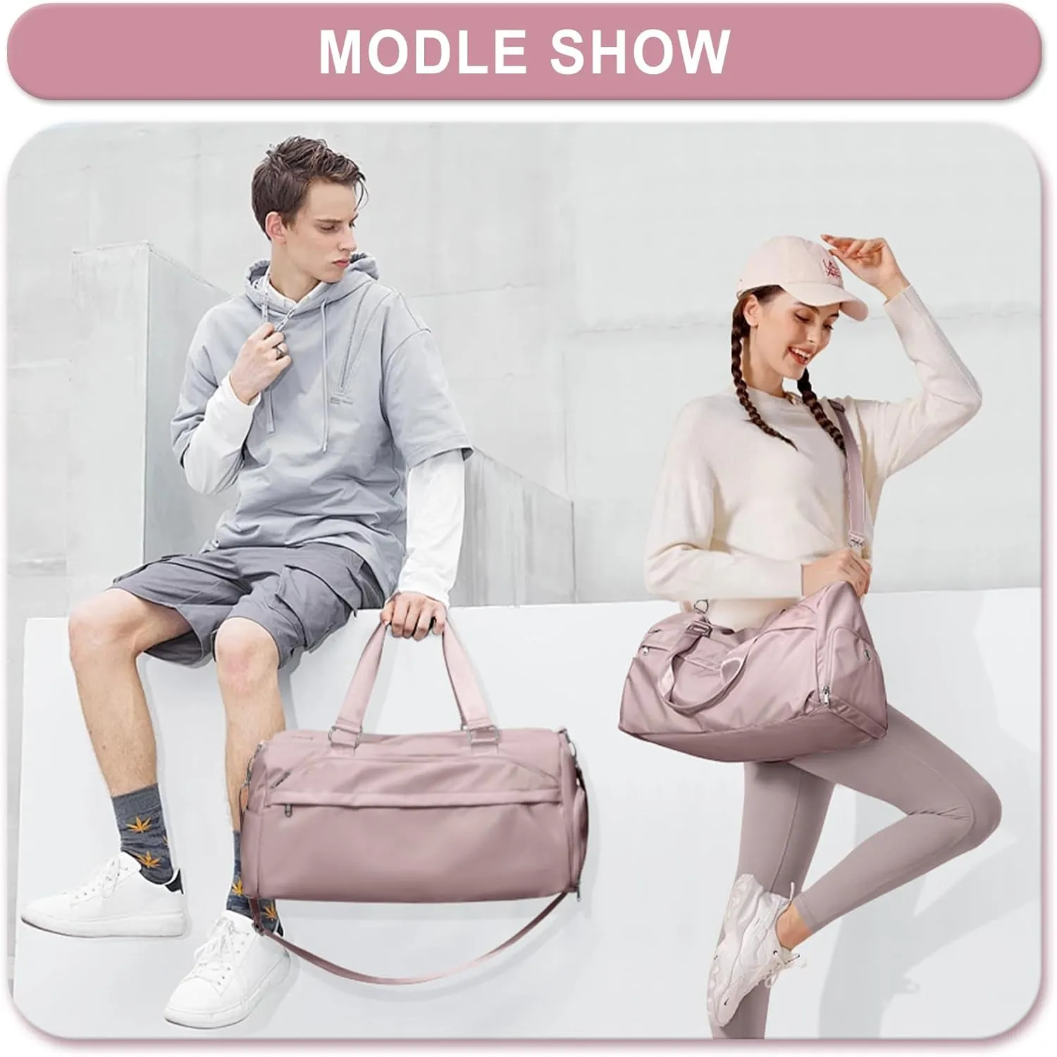 Gym Bag for Women Men, Sport Duffle Bag with Shoe Compartment, Waterproof Travel Shoulder Bag, Carry on Tote Bag for Workout, Yoga, Swimming