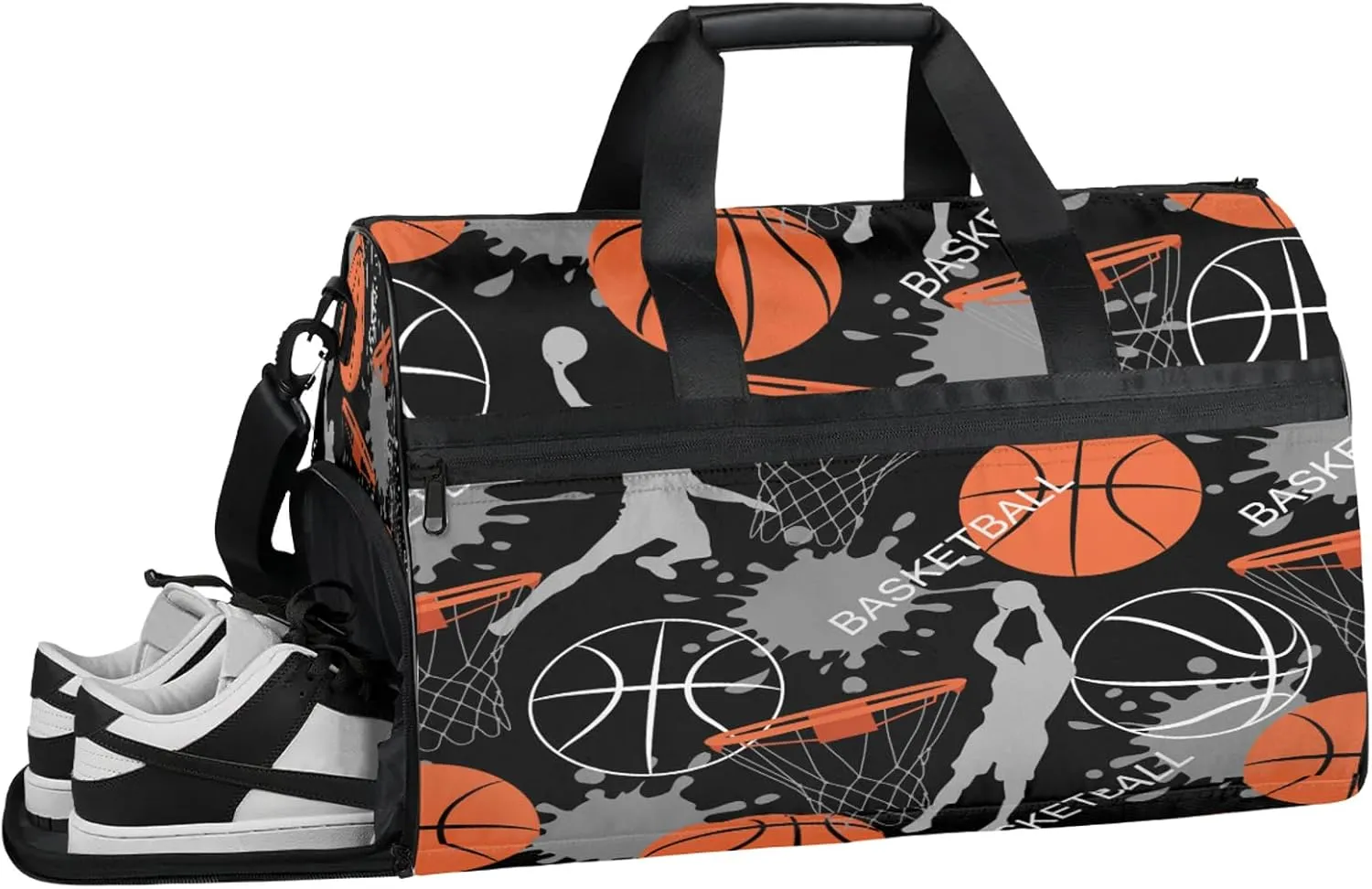 Gym Bag for Women Men Sports Basketball Abstract Man Travel Duffle Bag with Shoe Compartment Waterproof Sports Tote Bags Large Overnight Weekender Bags for Travel Swimming Gym Yoga Dance