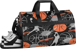 Gym Bag for Women Men Sports Basketball Abstract Man Travel Duffle Bag with Shoe Compartment Waterproof Sports Tote Bags Large Overnight Weekender Bags for Travel Swimming Gym Yoga Dance