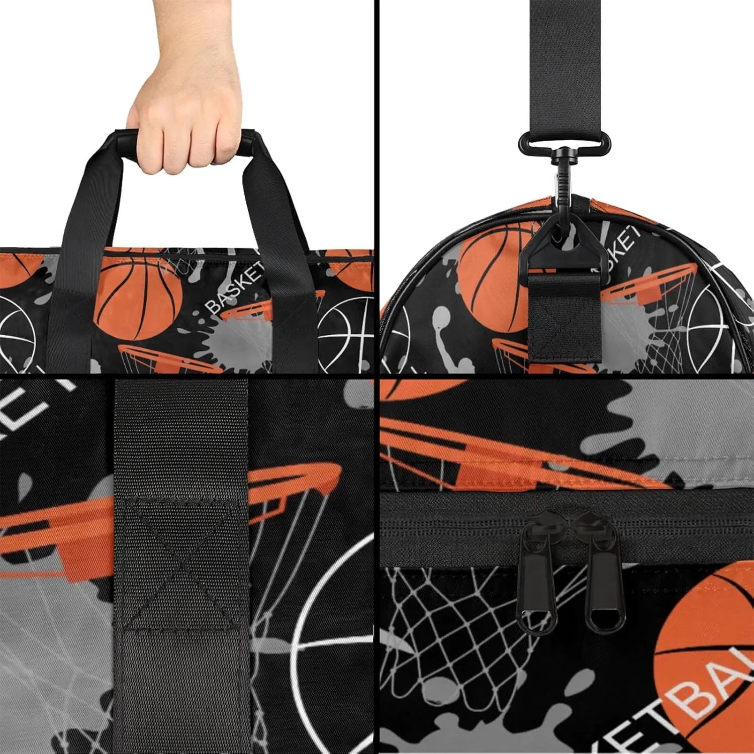 Gym Bag for Women Men Sports Basketball Abstract Man Travel Duffle Bag with Shoe Compartment Waterproof Sports Tote Bags Large Overnight Weekender Bags for Travel Swimming Gym Yoga Dance