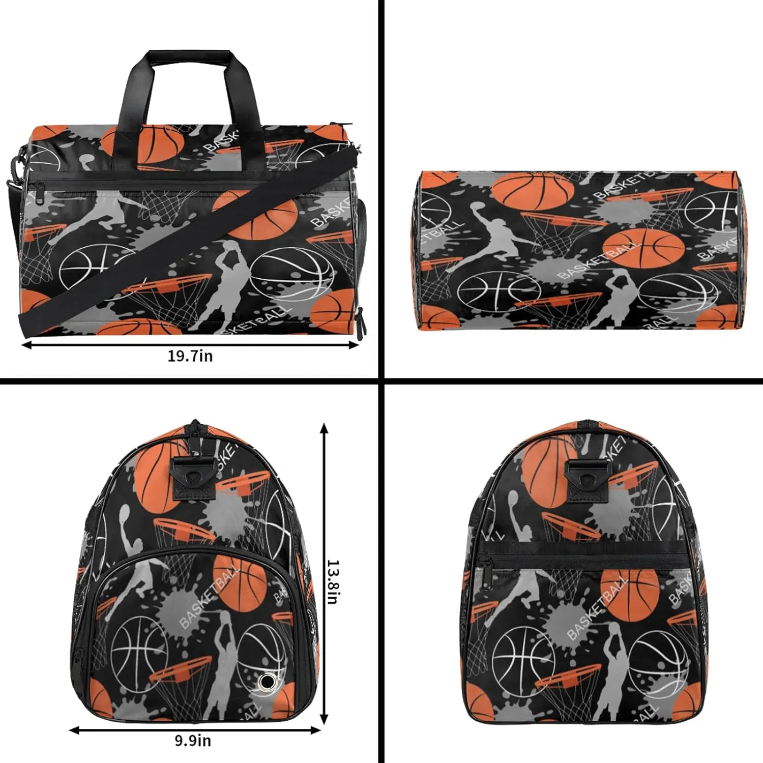 Gym Bag for Women Men Sports Basketball Abstract Man Travel Duffle Bag with Shoe Compartment Waterproof Sports Tote Bags Large Overnight Weekender Bags for Travel Swimming Gym Yoga Dance