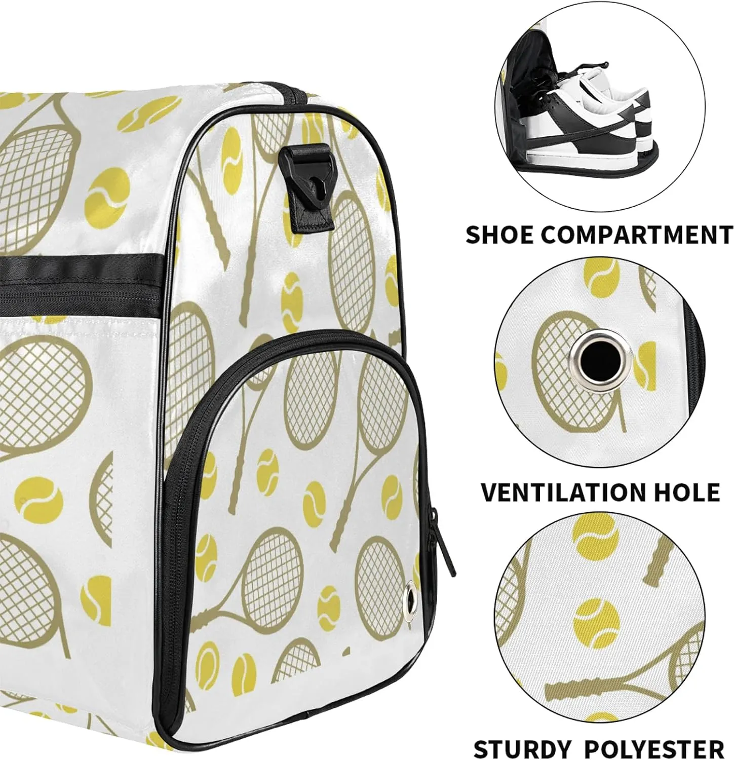 Gym Bag for Women Men Tennis Sports Tennis Racket Travel Duffle Bag with Shoe Compartment Waterproof Sports Tote Bags Large Overnight Weekender Bags for Travel Swimming Gym Yoga Dance