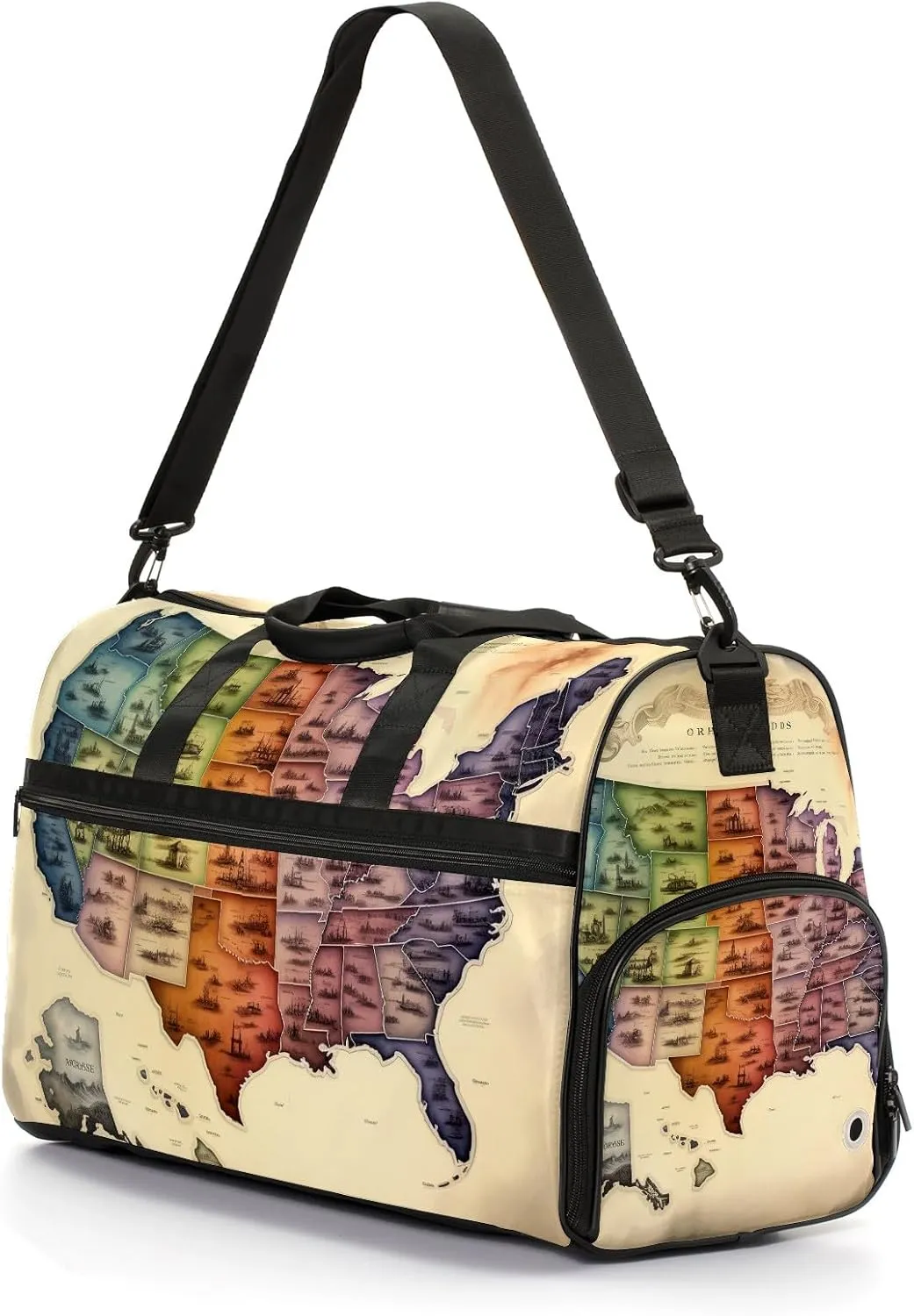 Gym Bag for Women Men, Yoga Bag with Shoe Pocket, Travel Duffel Tote Bag for Plane, Workout, Swimming, Weekend Overnight Bag Carry on Bag Hospital Holdalls, America Map - 24