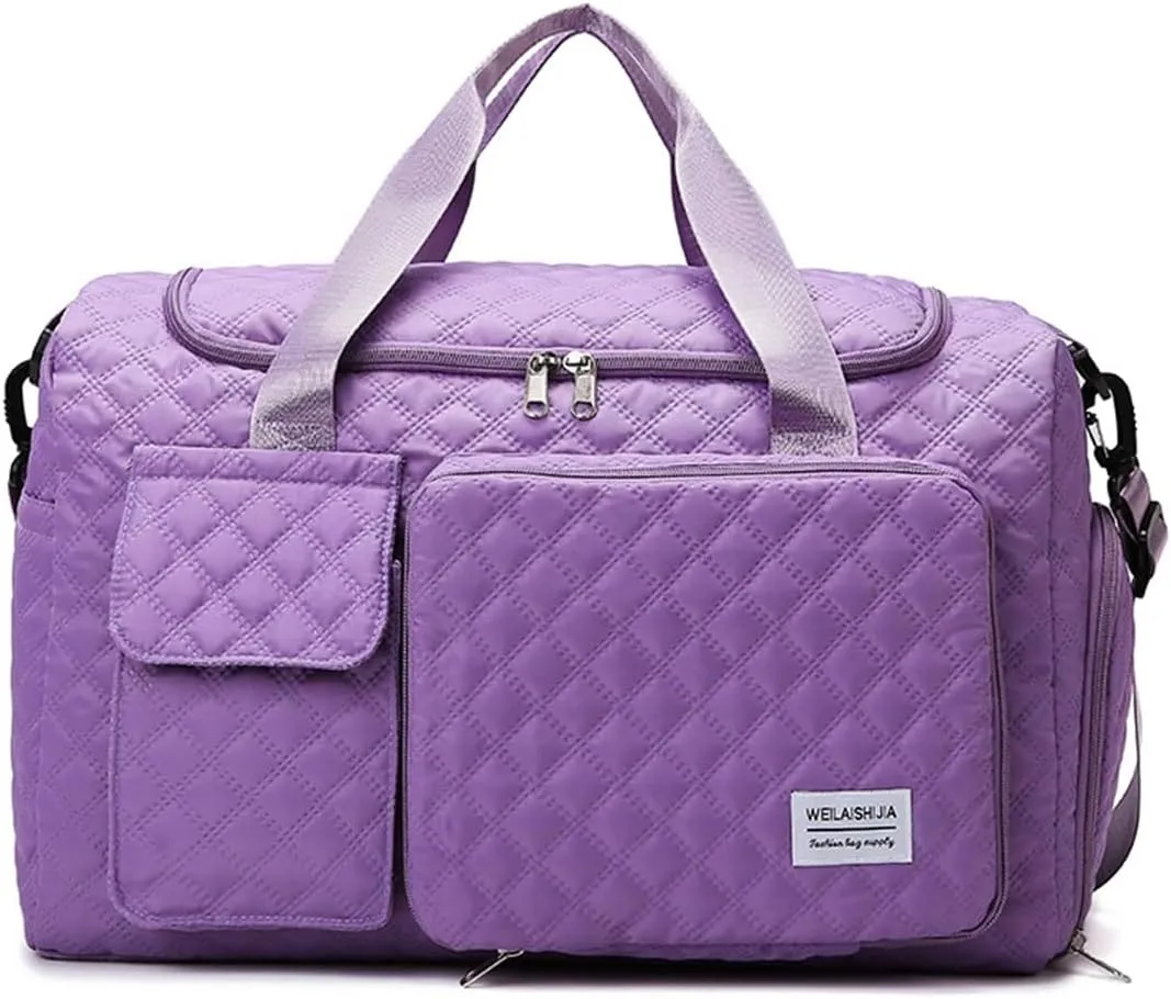 Gym Bag for Women,Sports Travel Duffel Bag, Weekender Overnight Bag with Wet Pocket and Shoes Compartment for Women, Travel,Workout,Gym, Yoga 707 (Purple)