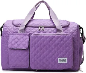 Gym Bag for Women,Sports Travel Duffel Bag, Weekender Overnight Bag with Wet Pocket and Shoes Compartment for Women, Travel,Workout,Gym, Yoga 707 (Purple)