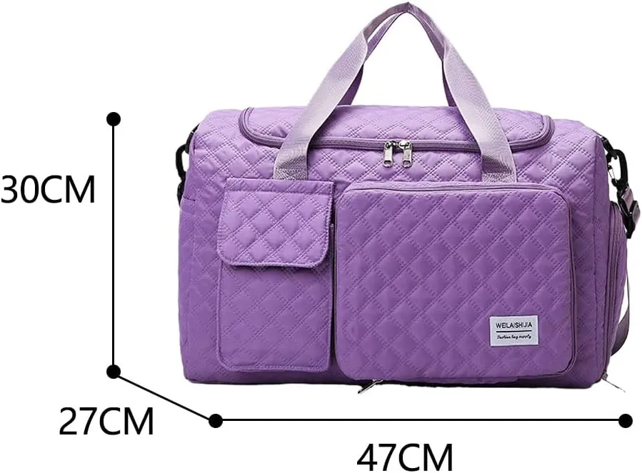 Gym Bag for Women,Sports Travel Duffel Bag, Weekender Overnight Bag with Wet Pocket and Shoes Compartment for Women, Travel,Workout,Gym, Yoga 707 (Purple)