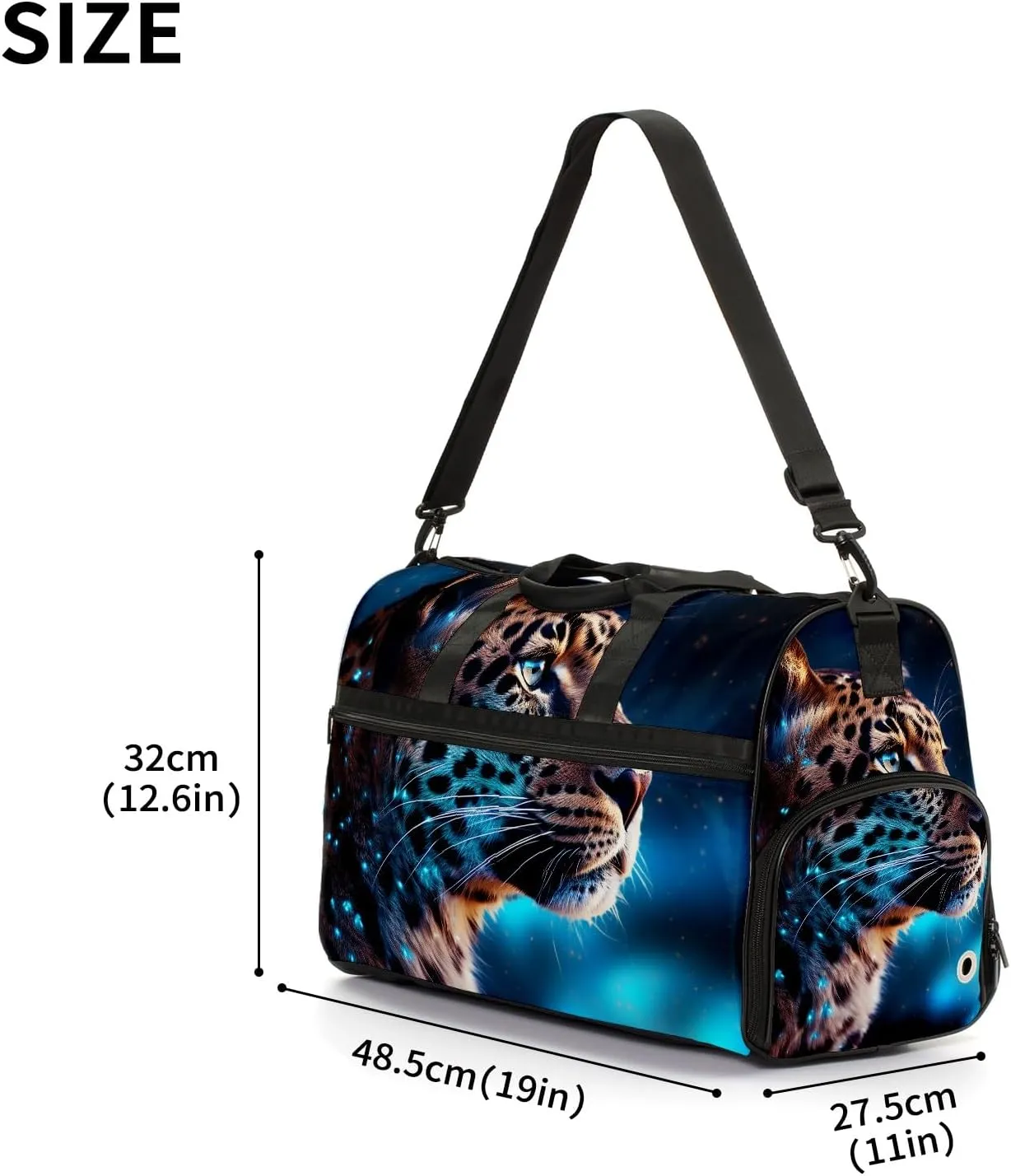Gym Bag Women's Sports Yoga Bag - Fits up to 13.3" Laptop   Shoe Compartment, Overnight Weekender Bag Travel Bag, Dance Bag, Cheetah Under The Starry Sky - 1