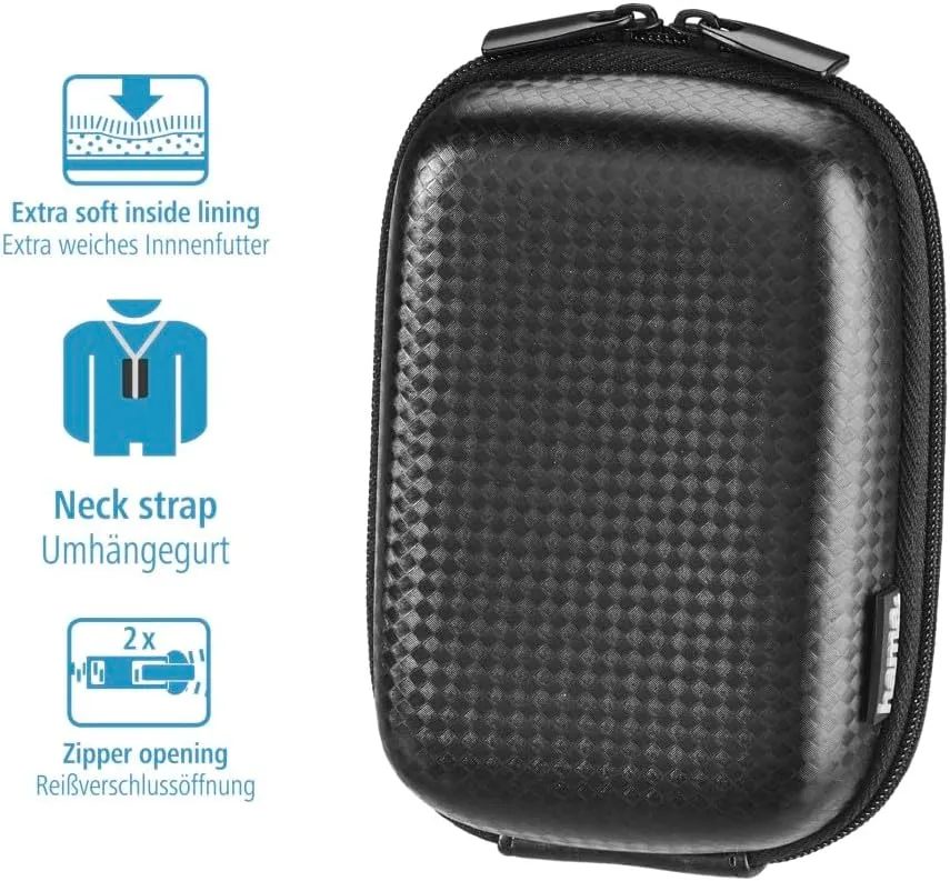 Hama Camera Bag - Sturdy Hardcase in Carbon-Style - Ideal as a Small Photo Camera Case and for Camera Storage - Color: Black