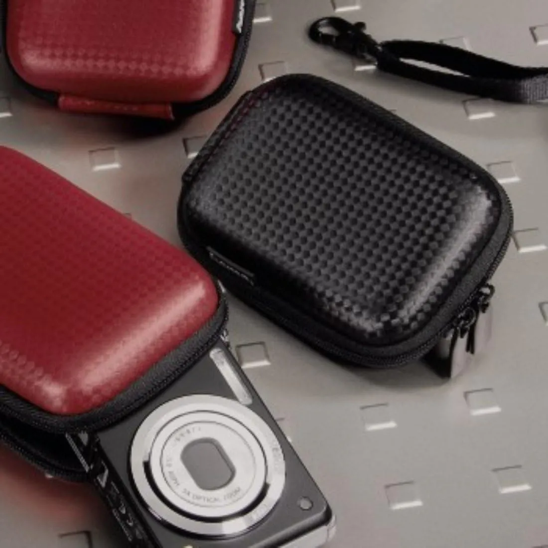 Hama Camera Bag - Sturdy Hardcase in Carbon-Style - Ideal as a Small Photo Camera Case and for Camera Storage - Color: Black