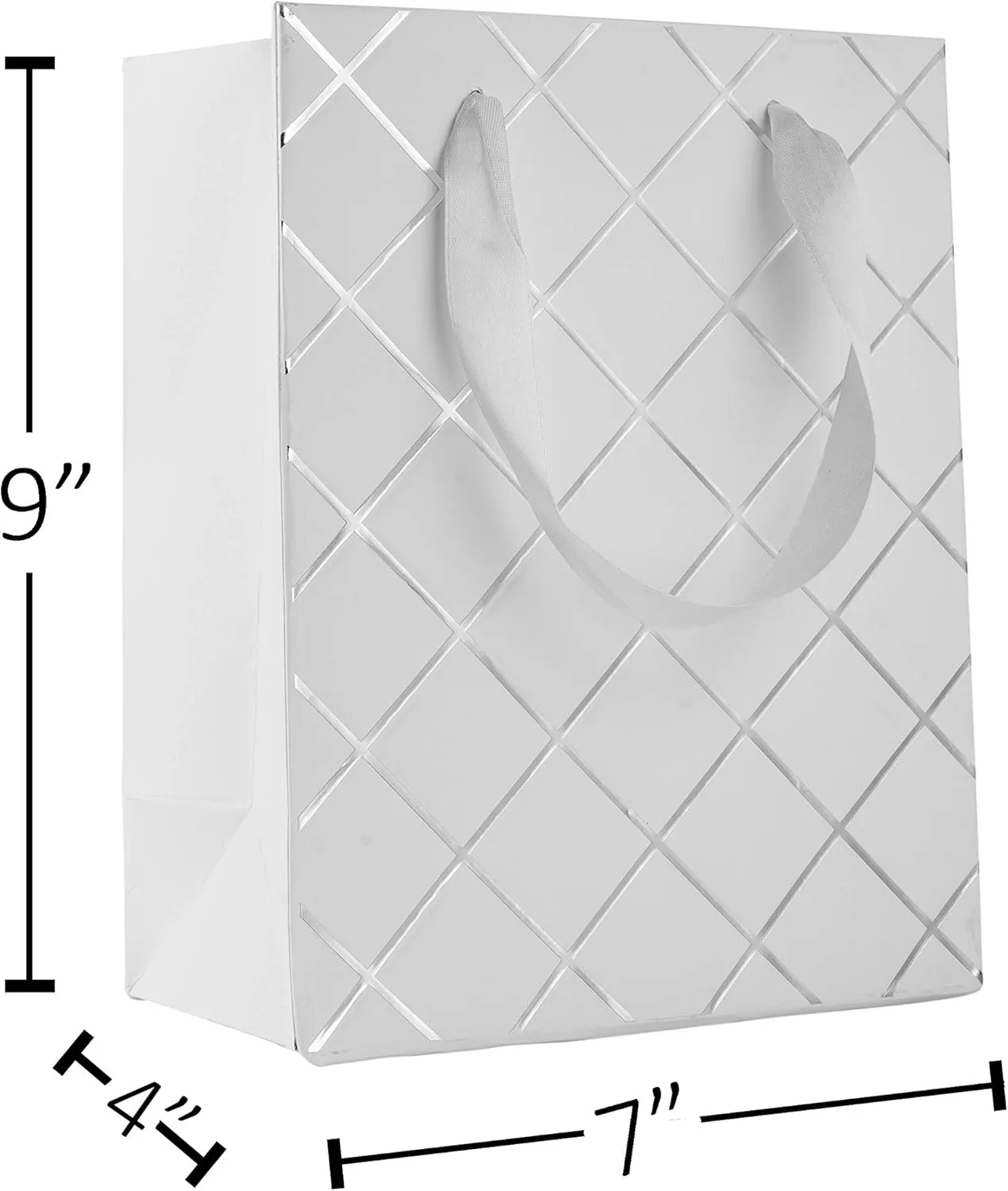 Hammont Wedding Bridesmaid Gift Bags - Diamond Party Favor Bag (12 Pack) Diamond Design Bag for Hotel Guests - Party Favor Bag with Durable Ribbon Handles - Birthday Bags for Women - 9”x 7”x 4” White