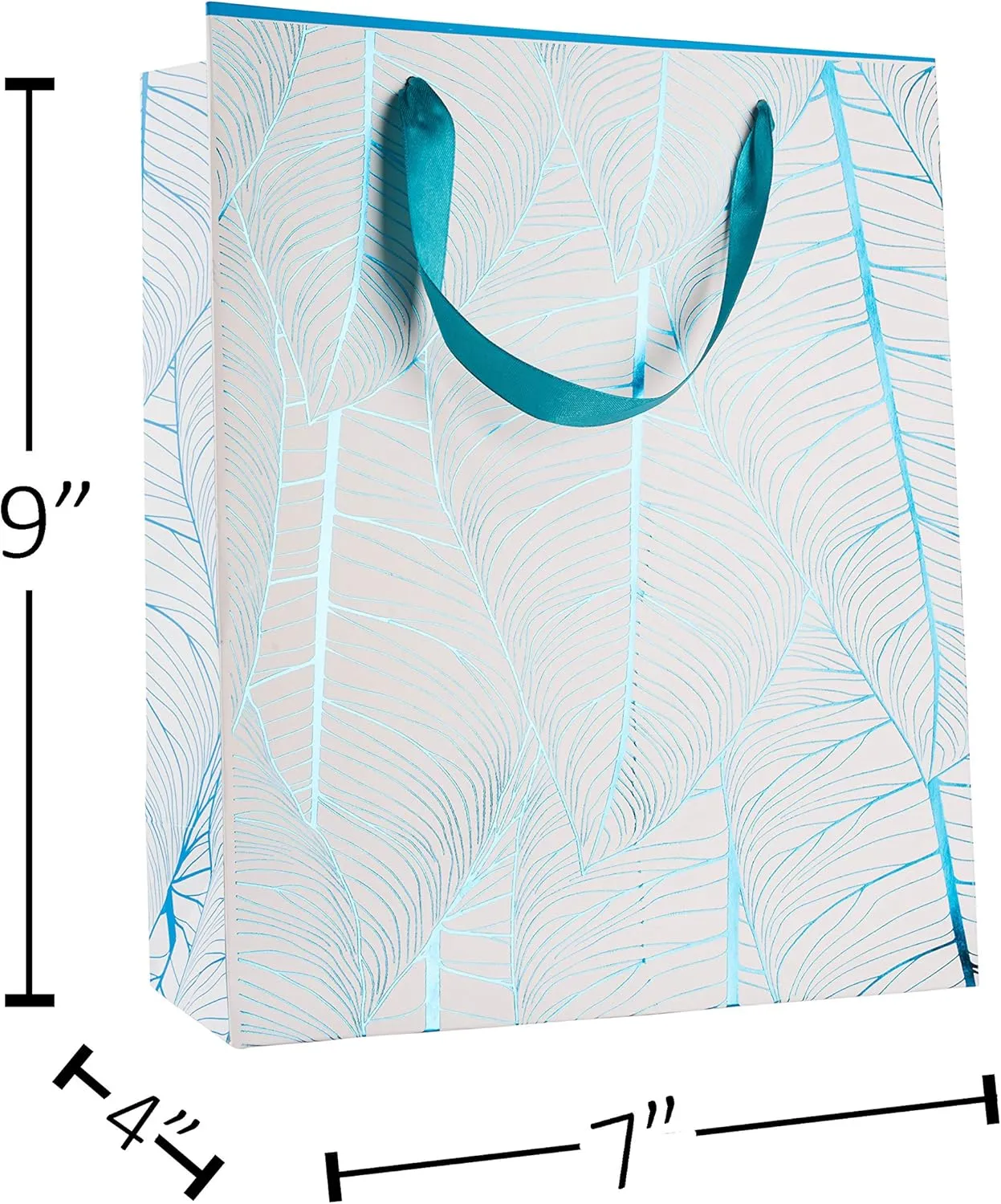 Hammont Wedding Bridesmaid Gift Bags - Leaf Design Bag For Hotel Guests (12 Pack) Foil Stamped Party Favor Bag - Durable Ribbon Handles, Beautiful Birthday Bags for Women, (12.5”x10.25”x4.75”) Blue